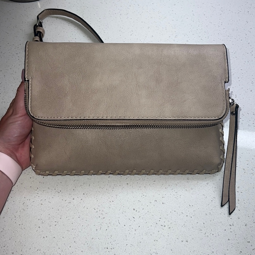 Beige long strap purse, never used!